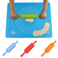 Антипригарная силиконовая скалка для еды, пластиковая ручка, ролик, кухонный инструмент для выпечки с пластиковой ручкой для детской кухни