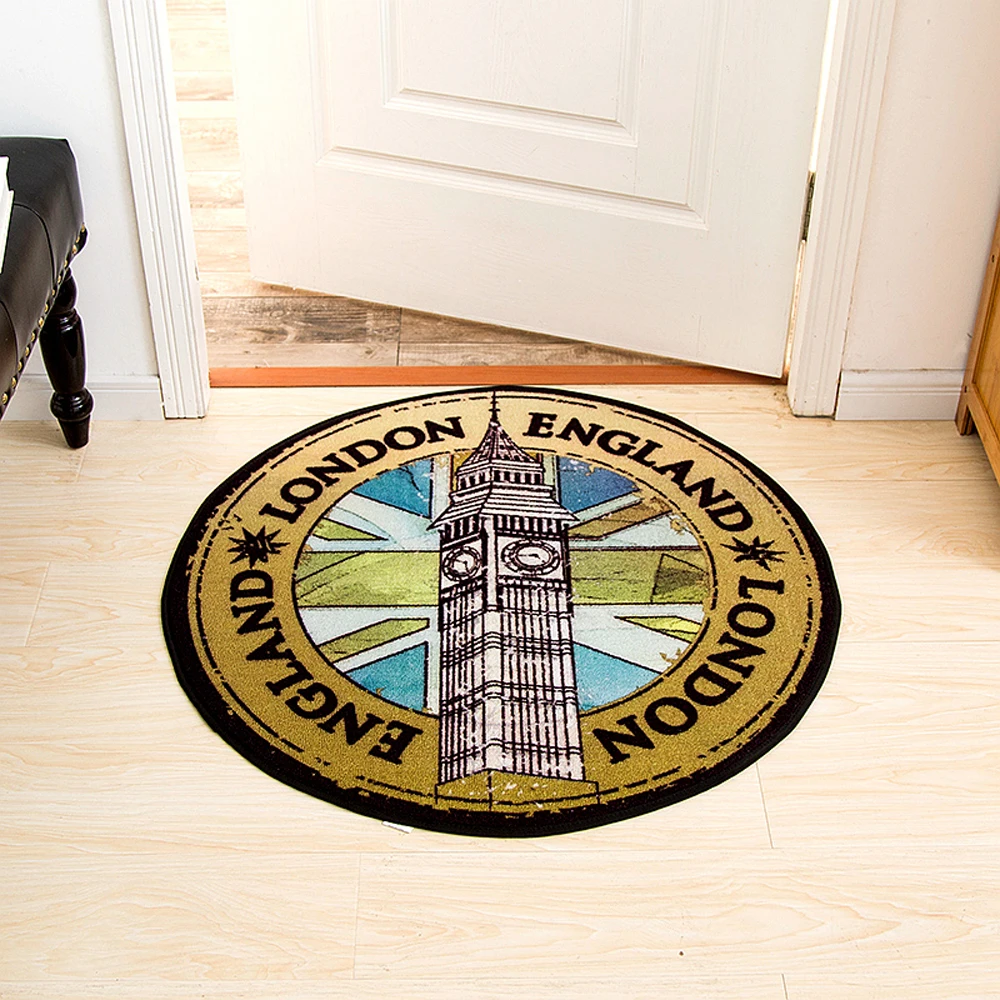 Модный красивый Лондон век часы Паттер круглый ковер нескользящий дышащий водонепроницаемый коврик дверной проем гостиная спальня коврик