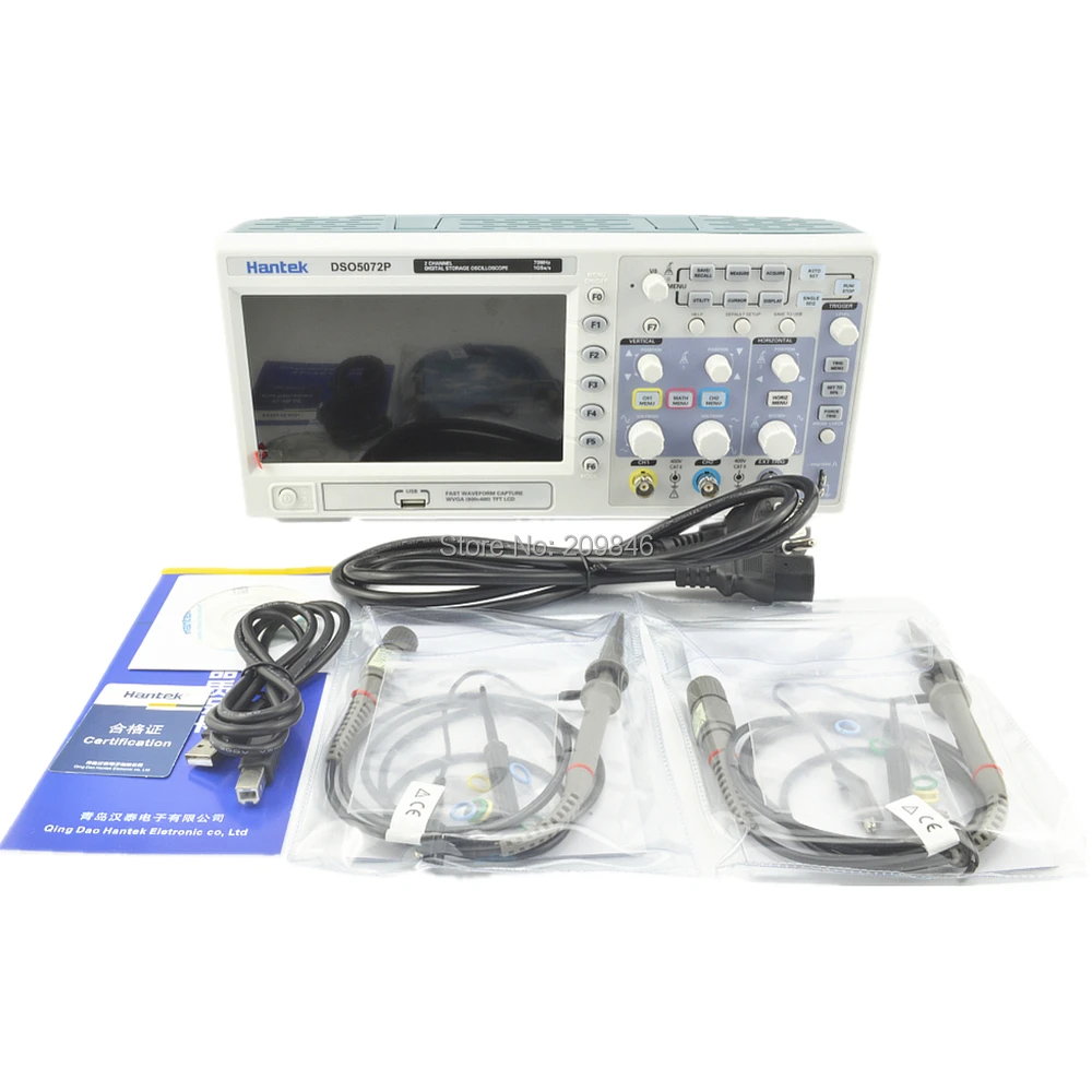 Hantek DSO5072P Цифровой осциллограф 70 мГц 2 Каналы 1GSa/S запись Длина 40 К USB 2ch|storage