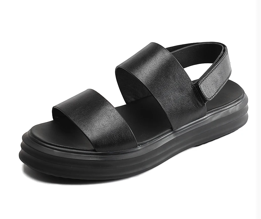 

2019 New Arrival Handmade Flip flops Mens CASUAL Sandals Perennial Black Sandals Black Flat Mens shoes