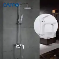 GAPPO Chrome Shower Tap Wall Bracket Hand Sprayer Bathroom Shower Set Match White Painted Mirror Basin Faucet G2448 + G1048