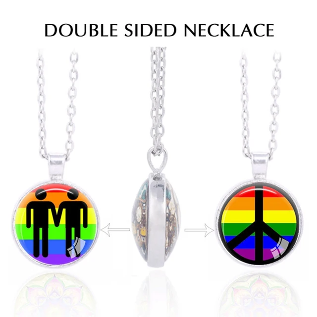 Double Sided Pendant Necklace Gay Pride Fashion LGBT Collares Rainbow