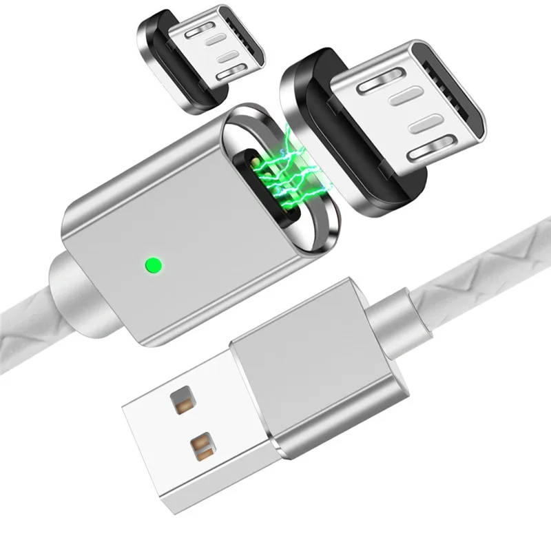 Магнитный кабель Олаф, кабель Micro USB, магнитный кабель для зарядки и передачи данных, кабели Microusb для мобильных телефонов Xiaomi Android, USB провод, шнур - Цвет: Silver Micro Cable