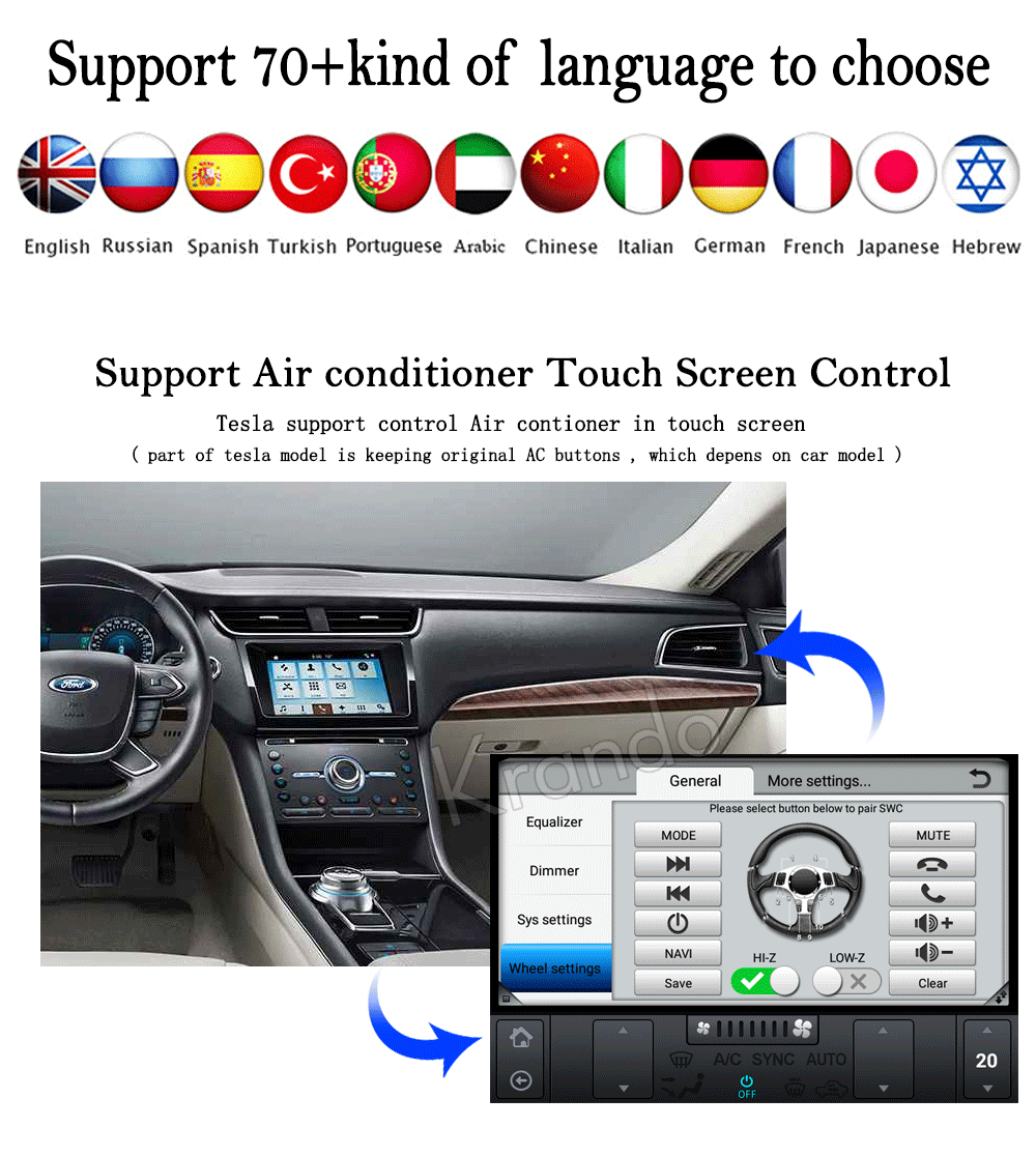 Krando Android 6,0 13," Tesla вертикальный экран автомобиля радио gps навигация для Ford aurus 2012- мультимедийная система wifi