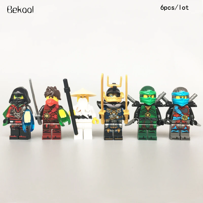 

6Pcs/Lot Ninja Time Twins krux Kai Samurai x Sensei Wu Lloyd Mini toy Figs Time Blades Building Bricks Kids blocks