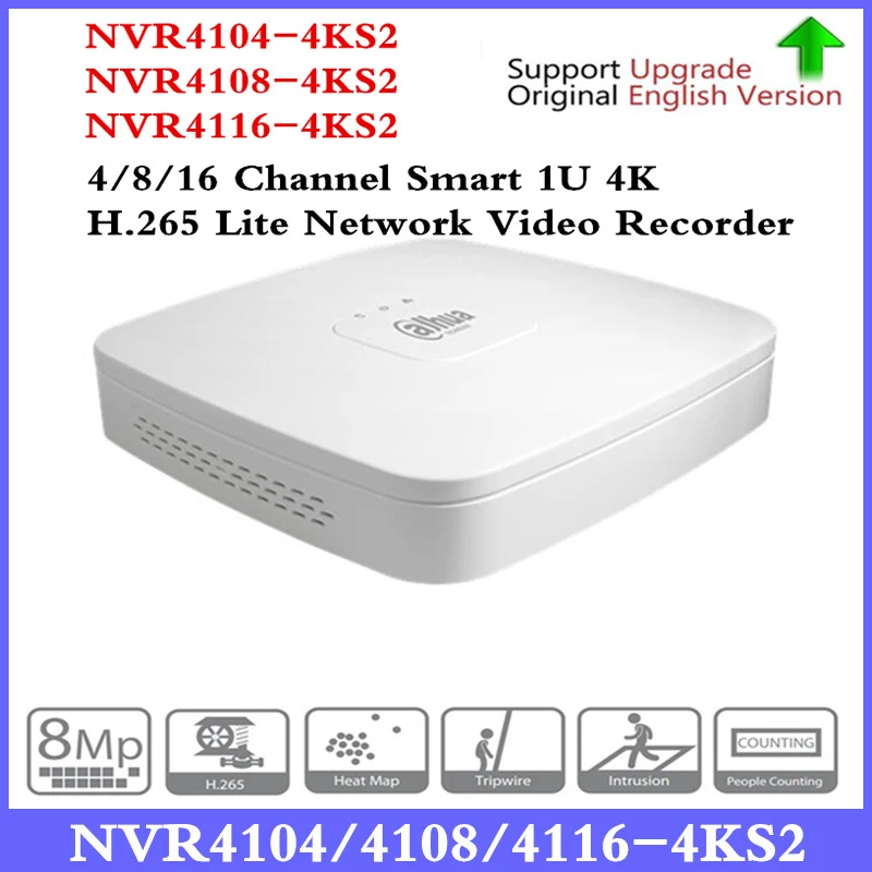 Оригинальный DH английская версия мини NVR 4/8CH 1U сети видео Регистраторы NVR4104 4KS2 NVR4108