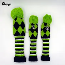 Зеленый и черный помпон Гольф вязаные головные уборы гольф Драйвер файрвэй лес Чехлы#1#3#5 Гольф-клуб аксессуары для мужчин и женщин