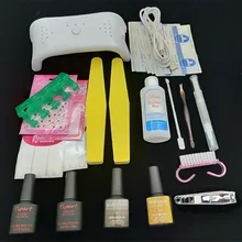 Маникюрные инструменты для ногтей 12 Вт набор УФ-ламп выберите 2 цвета 8 мл базовое верхнее покрытие отмачивающий Гель-лак для ногтей с удалителем практический набор NT01