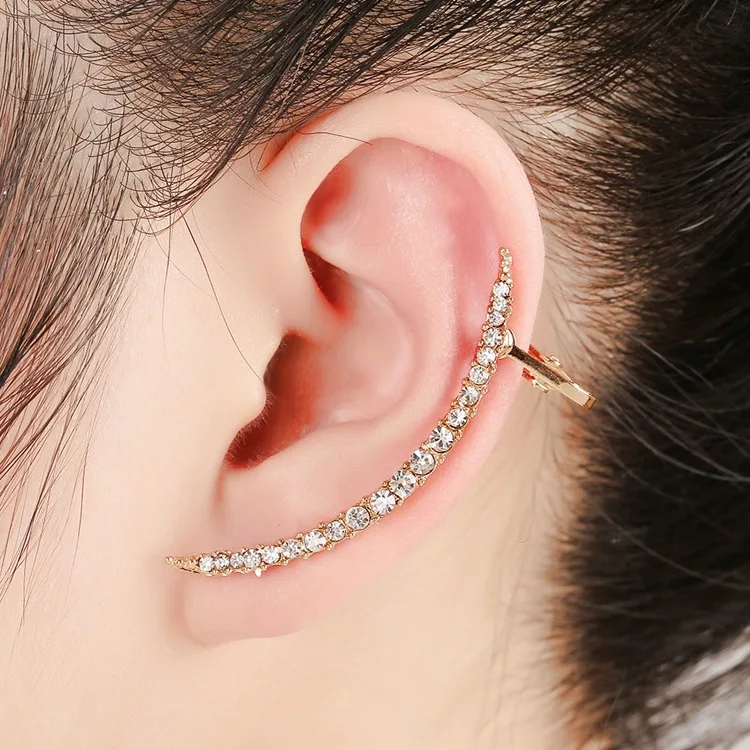 New Ear Sweep Wrap Silver Gold Ear Climber Big Ear Clip Cuffs Leafs