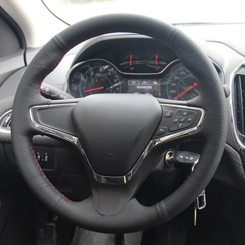 GNUPME черная крышка рулевого колеса автомобиля из искусственной кожи для Chevrolet Malibu XL Equinox Buick Velite 5