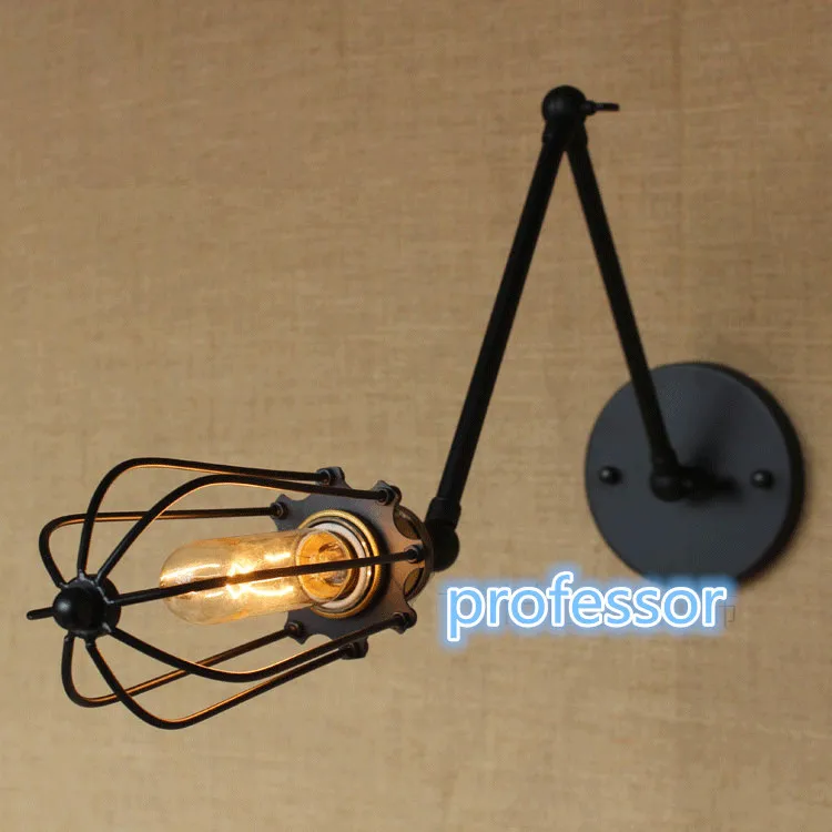 Retro vintage antique Two Swing Arm Wall Lamp For Bedroom Bedside
Adjustable Wall Mount Swing Arm cage Lamp with steering head