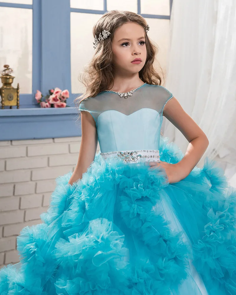 Aibaowedding Fancy Puffy Pink Pageant Dresses for Girls Long Kids Ball Gowns Vestido de Tulle Flower Girl Dresses for Wedding (5)