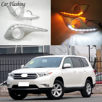 

Car Flashing DRL For Toyota Highlander 2012 2013 2014 Daytime Running Lights fog lamp cover headlight 12V Daylight car-styling