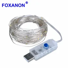 Foxanon Наружное освещение Светодиодный шнура USB Порты и разъёмы DC5V 13 кнопок пульта дистанционного управления Guirlande светодиодный со светодиодами; большие размеры ленты света люсис привело ДЕКОР