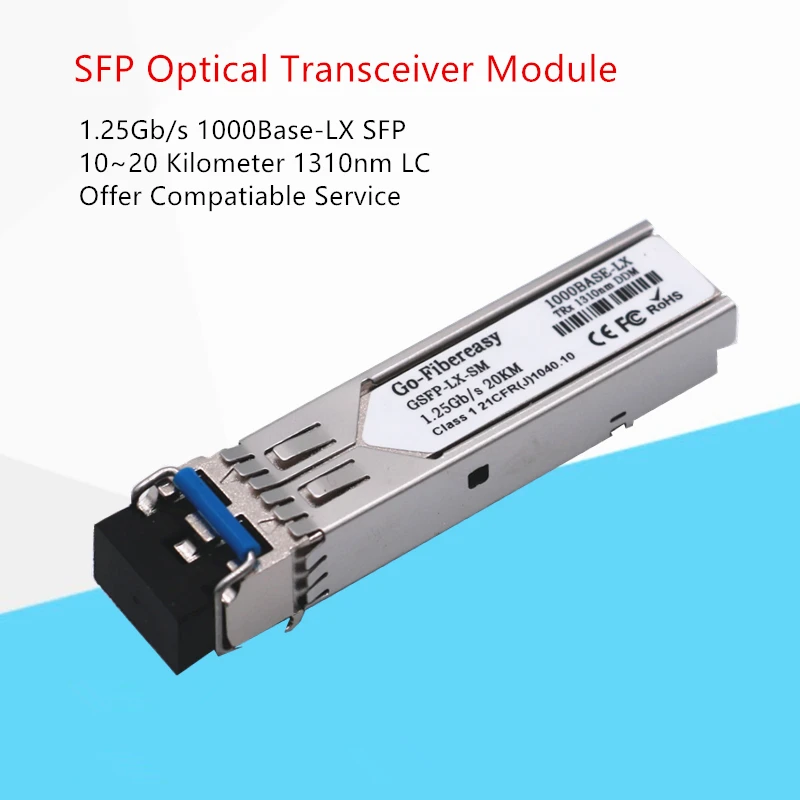 

SFP Transceiver Module, 1000Base-LX, SMF, 1310nm 20km. 1.25G SFP LX/LH for GLC-SX-MMD/GLC-SX-MM