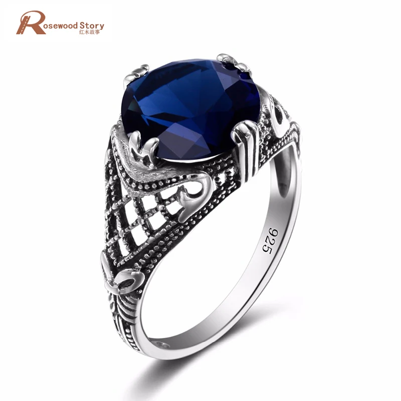 

Women Round 2.3ct Lab Sapphire Stone Crystal Engagement Ring Solid 925 Sterling Sliver Vintage Rings Fine Jewelry Brand New Gift