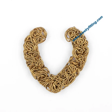 

All kinds of jewelry findings supplier Raw brass color tumbleweed wire connector beads handmade 29*30*3