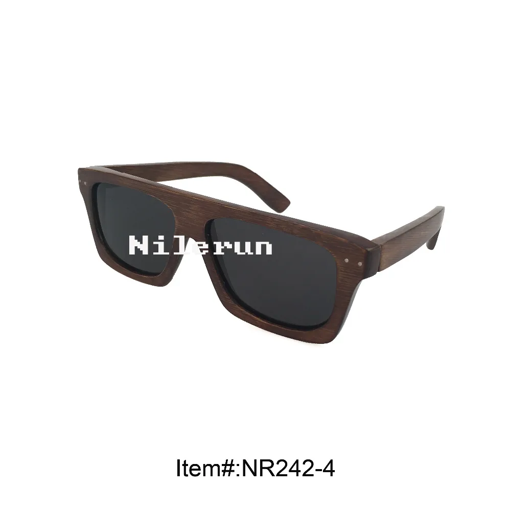 

cool dark brown bamboo sunglasses with grey lens and metal pins