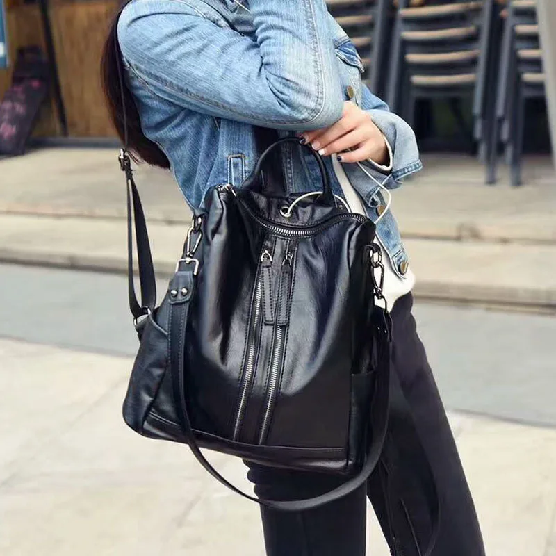 

2019 real leather bag women large capacity casual bag girls student bag