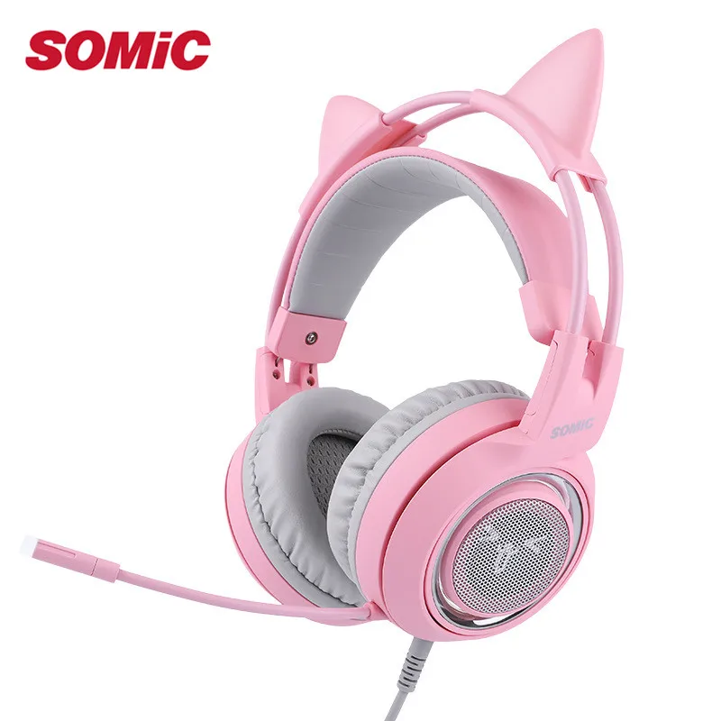 SOMIC G951PINK Headphone 7.1 Virtual Gaming Headphone Female Players Wired USB Headphone with Microphone Headsets 3D Surround SOMIC G951PINK Headphone 7.1 Virtual Gaming Headphone Female Players Wired USB Headphone with Microphone Headsets 3D Surround