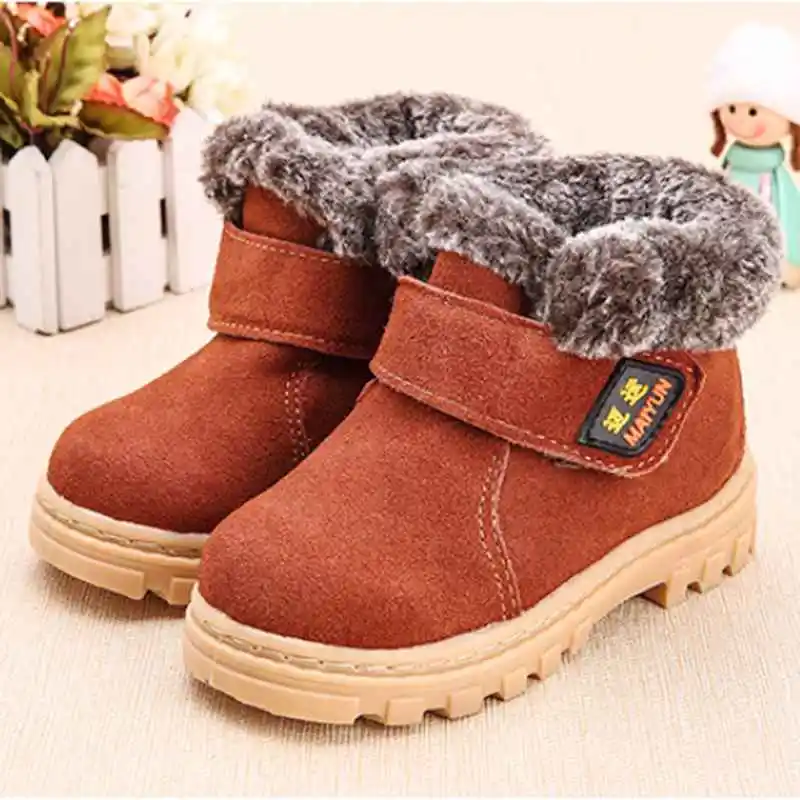 New Boys Girls Winter Snow Boots Children Ankle Shoes Breathable Sneakers For Kids Martin Boot Flats Oxford Suede Leather Shoe