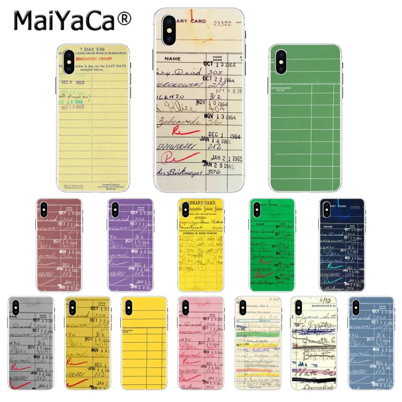 

MaiYaCa Library Book LIBRARY CARD TPU black Phone Case Cover Shell for iphone 11 pro 8 7 66S Plus X XS MAX 5S SE XR Cellphones