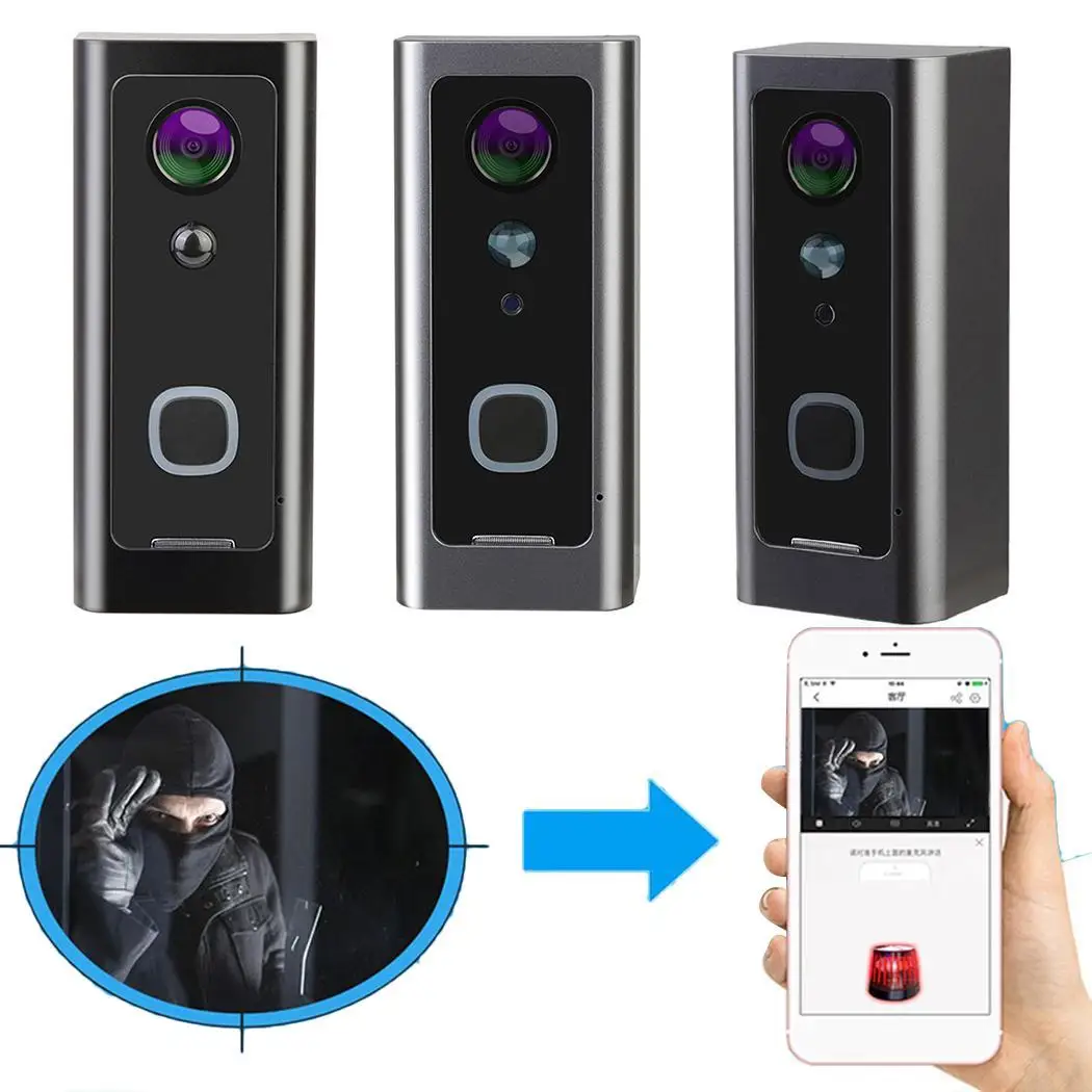 

Smart WIFI Video Doorbell Wireless Remote Music V1 Monitoring Video 0.190kg Intercom 720P 3.7V Silver, Black