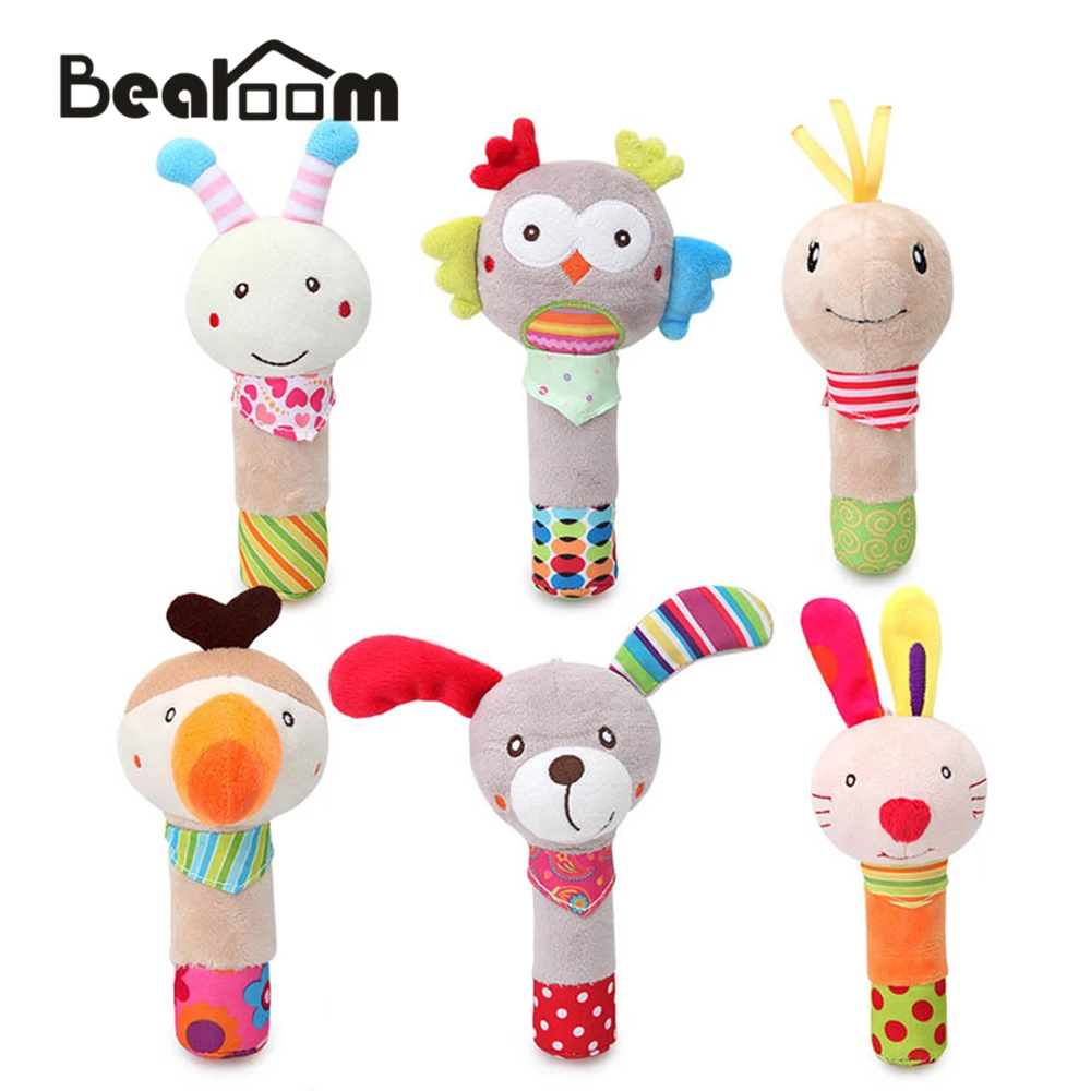 Baby Hand Rattle Soft Rattles Mobile Toddler Toy Infant Plush Rabbit Puppy Gifts 