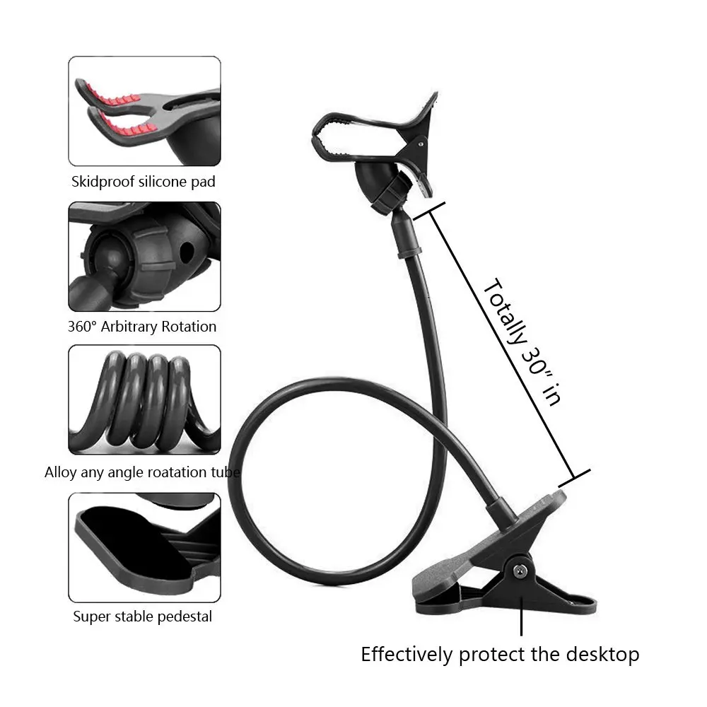 

New Universal Flexible Holder Arm Lazy Mobile Phone Stand Holder Stents Flexible Bed Desk Table Clip Bracket for Phone