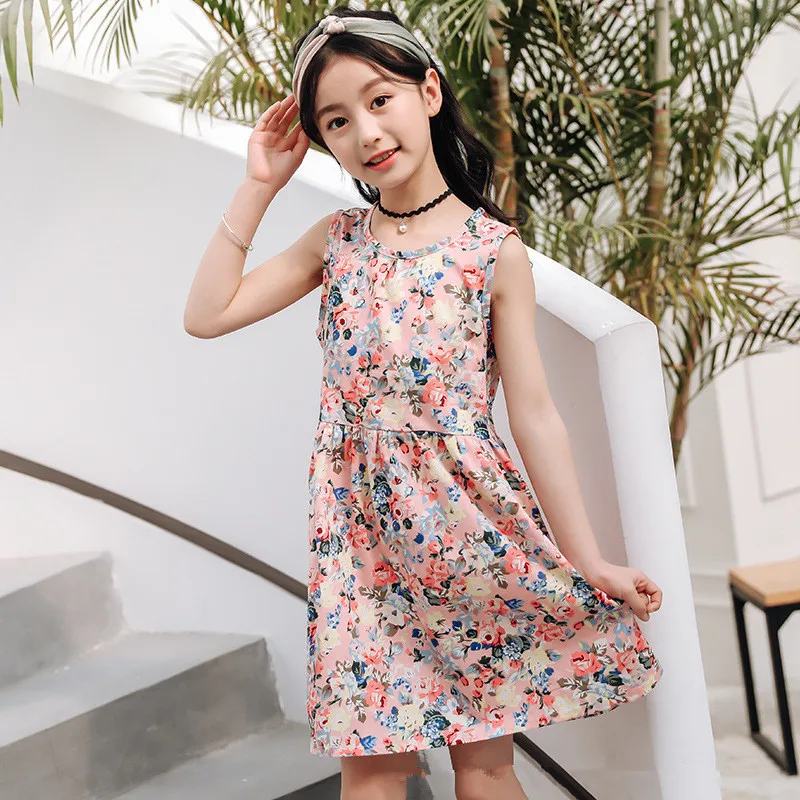Недорогое Хлопковое платье для девочек; Vestidos; одежда для малышей; Повседневная пляжная одежда с цветочным принтом для детей-подростков; летние платья для девочек - Цвет: Style Ten