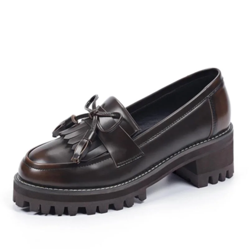 Лоуферы женские ботинки в британском ретро-стиле с бахромой обувь из искусственной кожи обувь с открытым круглым носом женские лакированные кожаные туфли размеры 35-39