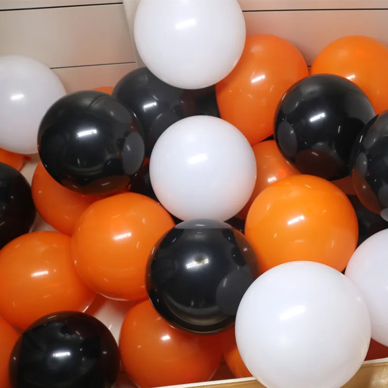 

10pcs 12'' Latex Balloon Black Orange Halloween Balloons Backdrop Wedding Party Decor Decoration 1st Birthday Ballons Supplies