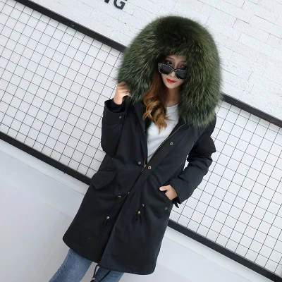 Jacket Women Winter Parkas Long Big Fox Fur Collar Hooded Coats 2018 Ladies Fur Linen Thickened Warm Jackets Plus Size Coat LZ962 (5)