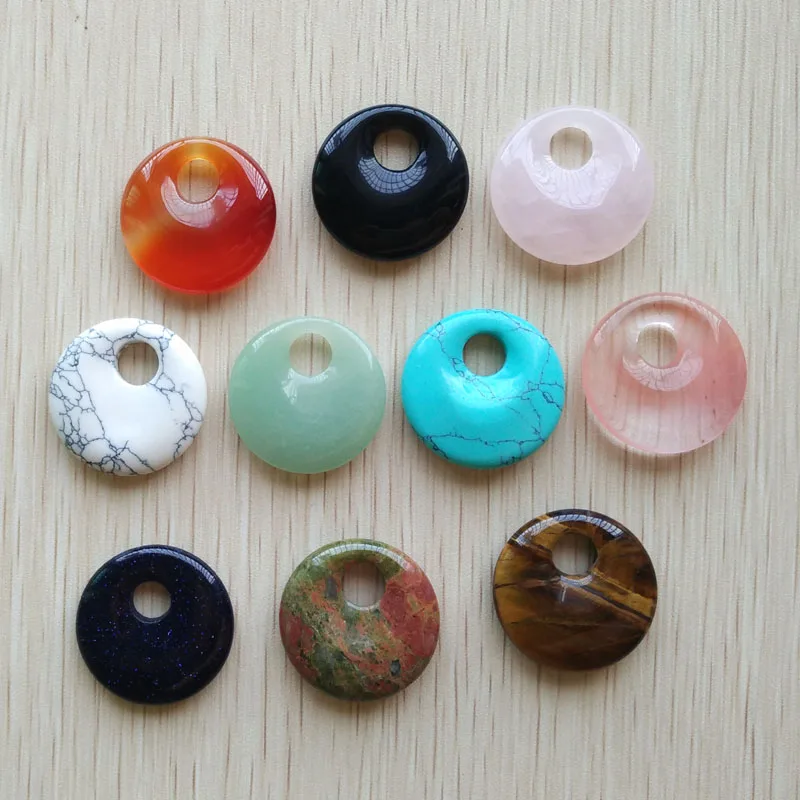 

2016 New Assorted natural stone gogo donut charms pendants beads for necklace Bracelet jewelry making Wholesale 10pcs/lot free