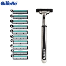 Gillette Vektör Tıraş bıçağı Çift Kenarlı Tıraş Makinesi Jilet 1 jilet Kolu + 10 tıraş bıçağı Erkekler Için Sakal Tıraş Makinesi