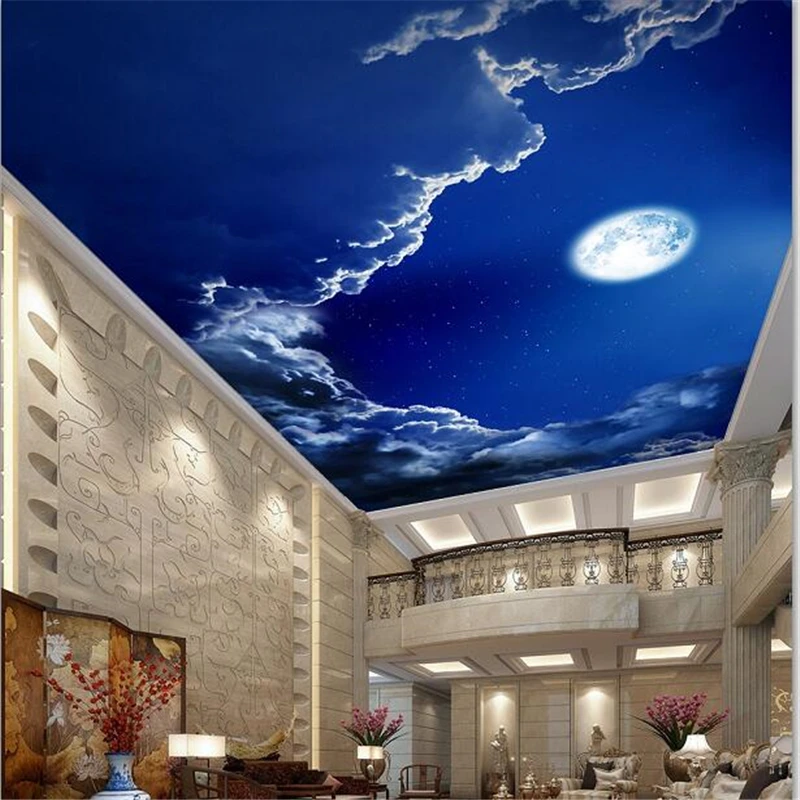 Wellyu Custom Large Wallpaper 3d Portrait Wallpaper Painting Style Romantic  Night Sky Moon Roof Обои Ceiling Murals 3d Wallpaper - Wallpapers -  AliExpress
