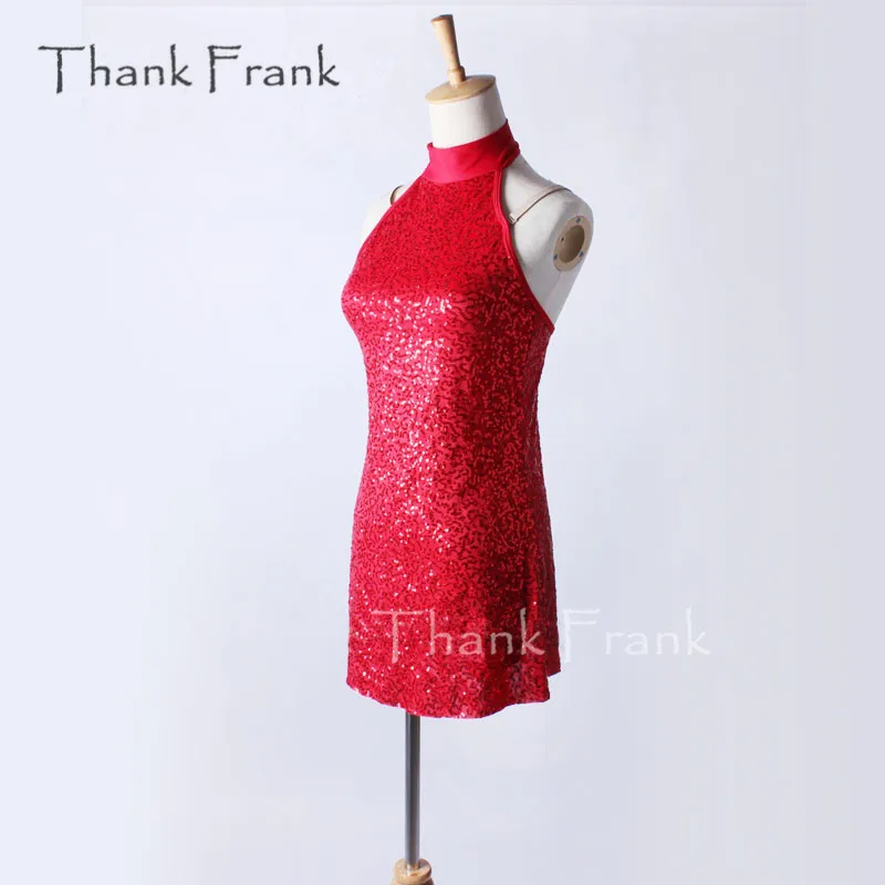 Thank Frank Mock Turtleneck Tank Latin Dress Girls Adult Red Modern Jazz Contemporary Dance Costume C352