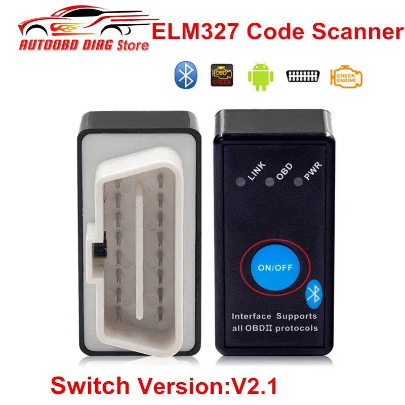 Автомобильный сканер OBD2 Bluetooth ELM327 V2.1 Поддержка Android Torque ELM 327 переключатель