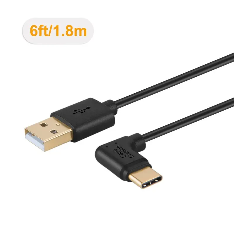 USB C إلى USB كابل 6ft 90 درجة نوع C إلى USB 2.0 الحبل ، متوافق جوجل بكسل XL 2 ، LG G6 V20 غالاكسي S9/S9 + 1.8 M الأسود