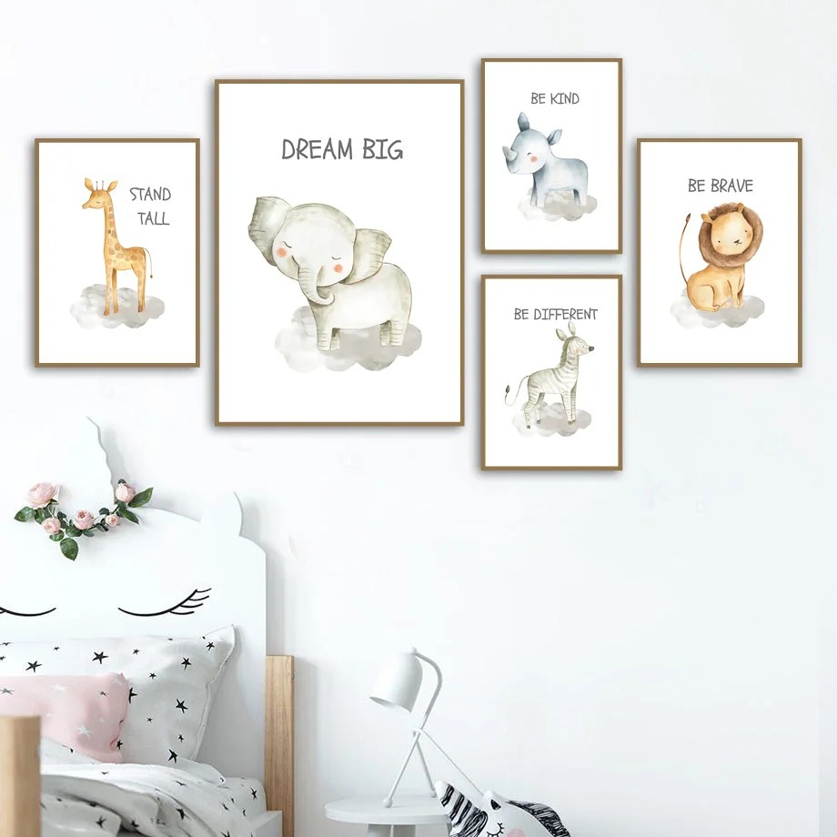 

Nursery Wall Art Canvas Painting Lion Elephant giraffe zebra Tiger Nordic Posters And Prints Wall Pictures Baby Kids Room Decor