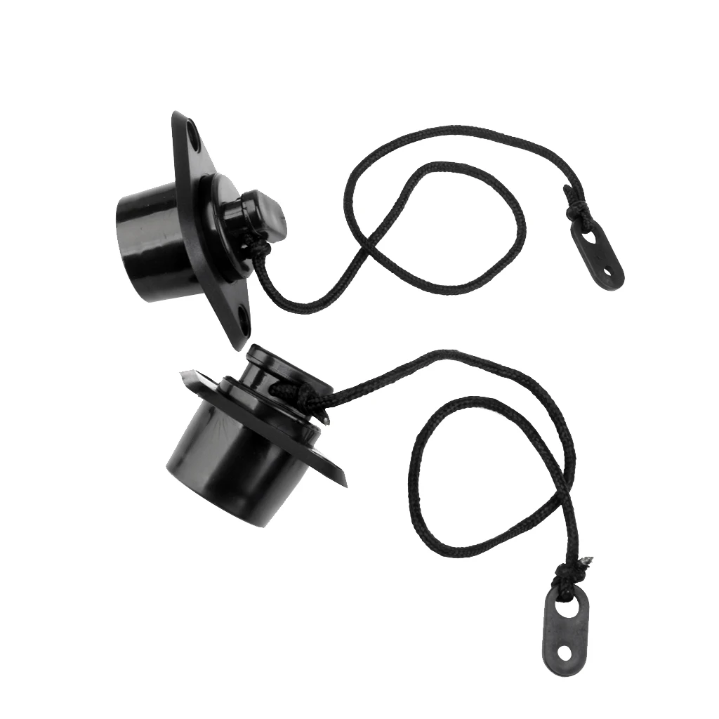 MagiDeal New High Quality 2x Black Marine PVC Scupper Drain Valve Cap Replacement for Inflatable Boat 