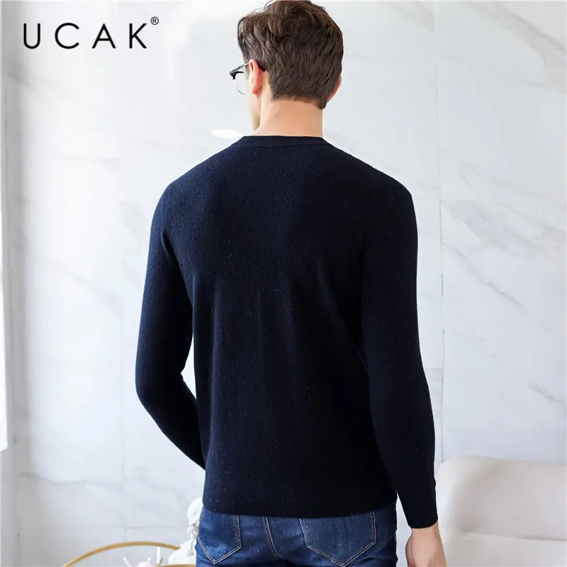 UCAK Brand Merino Wool Sweater Men Clothes 2019 New Arrival Autumn Winter Cashmere Pullover Men Sweaters O-Neck Pull Homme U3032