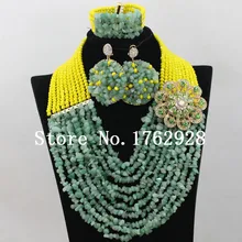 Уникальный стиль желтый Африканский бисер комплект ювелирных изделий нигерийские Свадебные африканские бусины комплект ювелирных изделий Кристалл Свадебный новинка