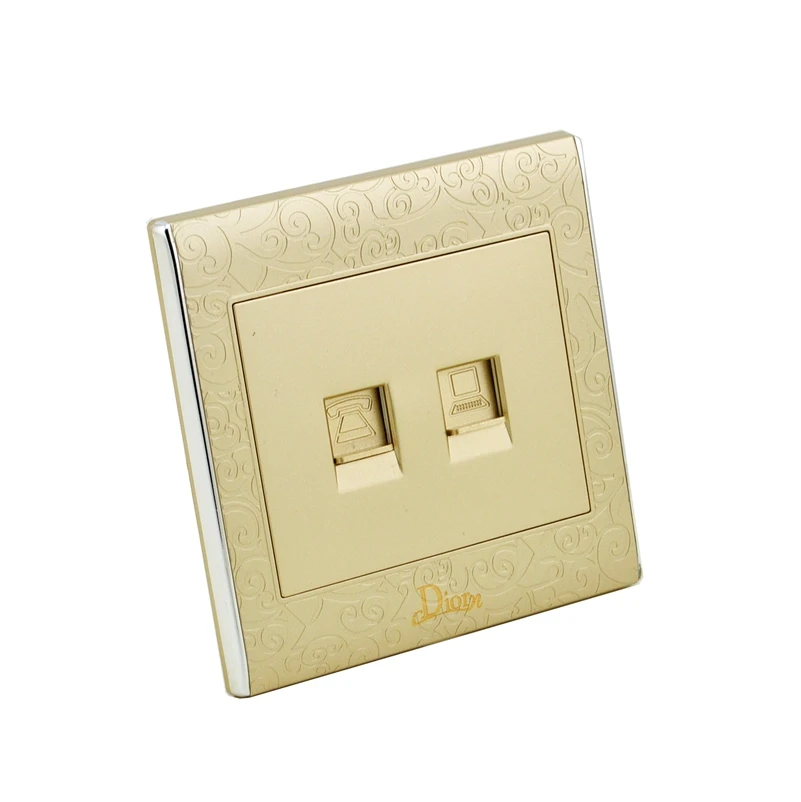 

High Quality Golden Universal Electrical Tel and Computer Socket Wall Outlet ,wall Socket MK-WS05026