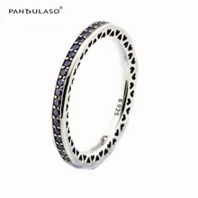 Radiante Corazones Lavanda Esmalte Claro CZ Anillos Para Las Mujeres Anillo de Plata Original 925 Joyería de Plata Esterlina 2016 Joyería Otoño