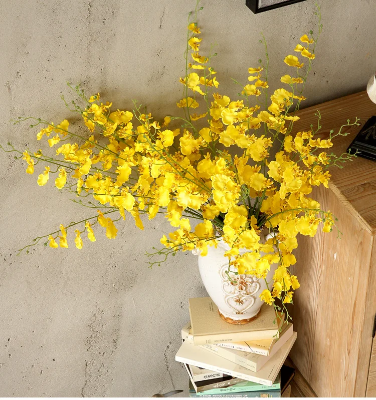 Aliexpress Beautiful Yellow Color Decorative Display Aliexpress Beautiful Yellow Color Decorative Display Fake Flowers Artificial Oncidium High Grade Silk For Home Holiday Party Decor From