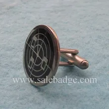 Под заказ черный логотип эмаль античное золотое покрытие запонка круговой