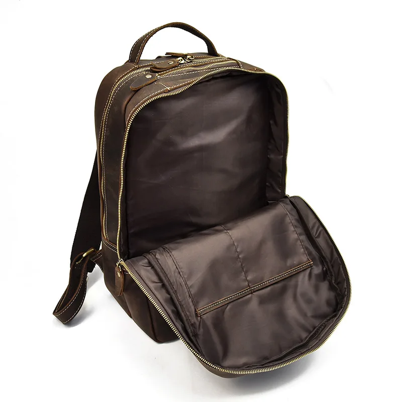 Large Capacity of Woosir Brown Leather Backpack