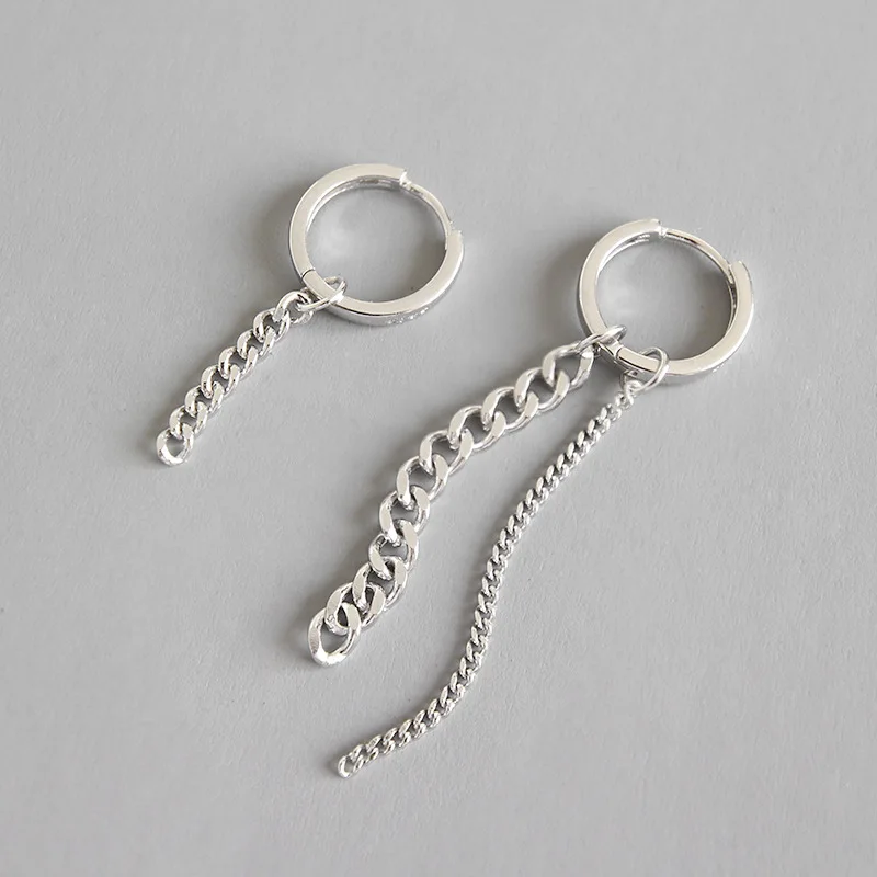 

Individuality Round Long Chain Asymmetric Earrings Female Real 925 Sterling Silver Fine Jewelry for Women Anniversary WDE049