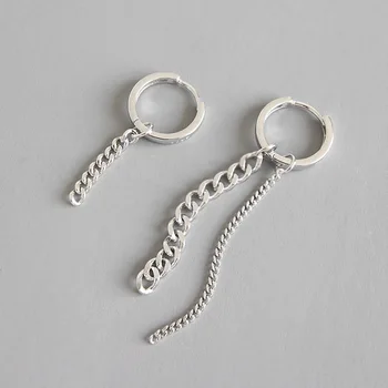 

Individuality Round Long Chain Asymmetric Earrings Female Real 925 Sterling Silver Fine Jewelry for Women Anniversary WDE049